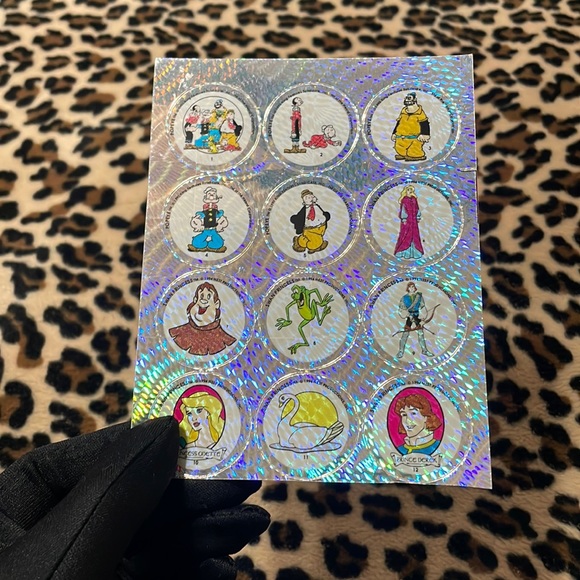 1995 POPEYE SWAN PRINCESS 👑Prism Stickers Sheet 90s Holographic Cartoon Vintage - Picture 13 of 17